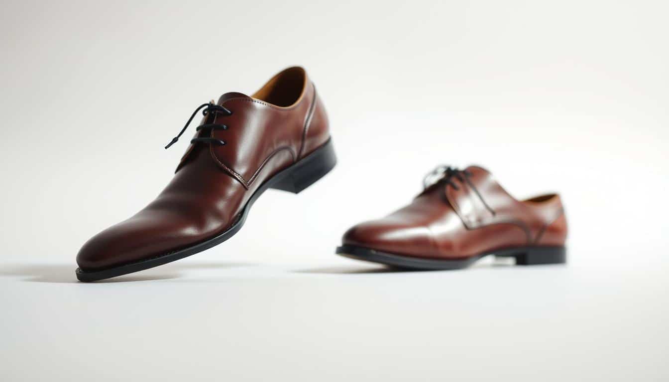 A pristine pair of oxblood leather dress shoes, expertly polished, rests on a clean, minimalist background. The lighting is soft and diffused, creating a sense of elegance and refinement. The shoes are framed from a low angle, emphasizing their sleek, angular silhouette and the subtle sheen of the leather. The overall composition conveys a mood of sophistication and attention to detail, reflecting the idea that "polish from head to toe matters" in creating an expensive-looking appearance, even on a budget. A pristine pair of oxblood leather dress shoes, expertly polished, rests on a clean, minimalist background. The lighting is soft and diffused, creating a sense of elegance and refinement. The shoes are framed from a low angle, emphasizing their sleek, angular silhouette and the subtle sheen of the leather. The overall composition conveys a mood of sophistication and attention to detail, reflecting the idea that "polish from head to toe matters" in creating an expensive-looking appearance, even on a budget.